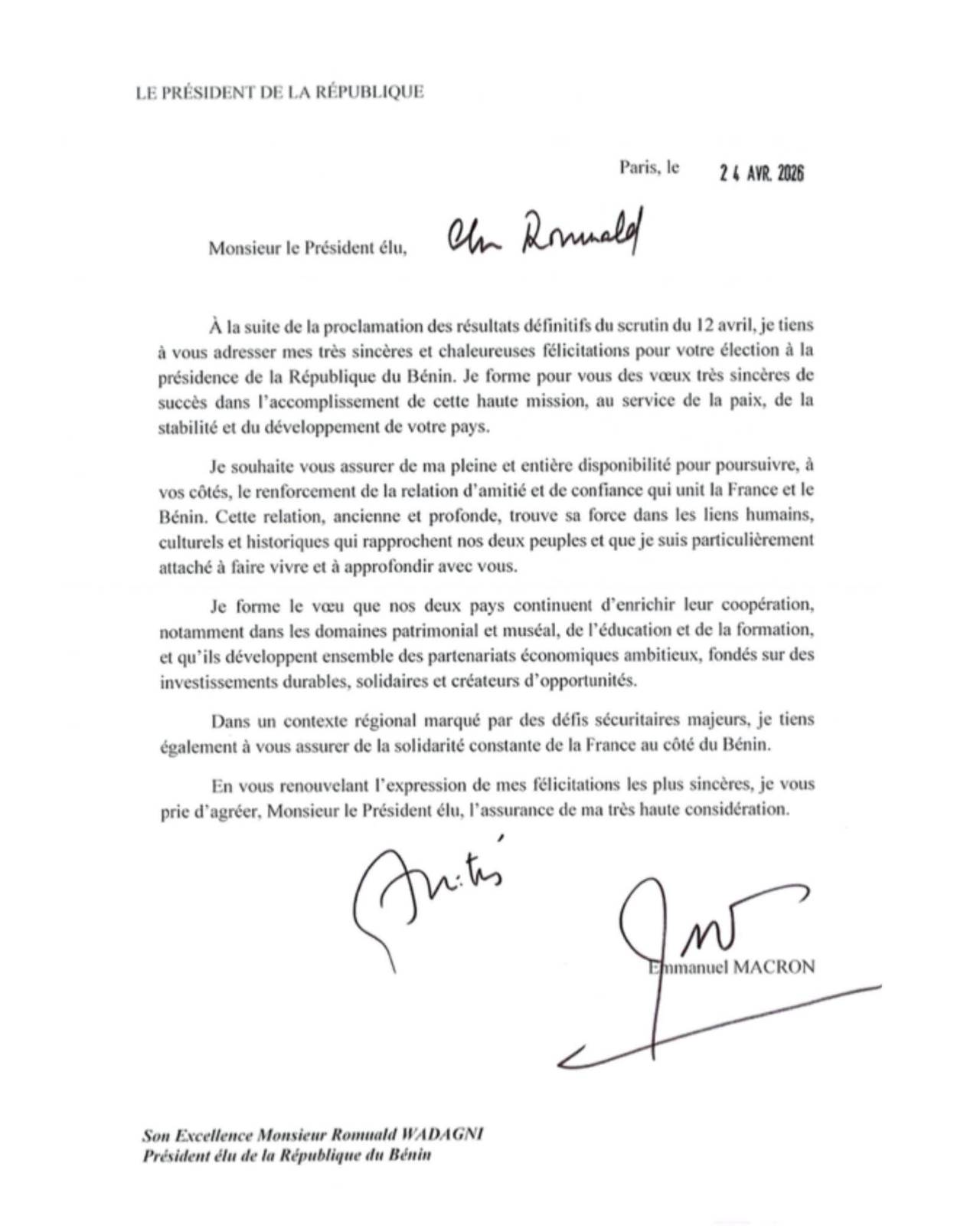 Carte des enjeux de coopération franco-béninoise