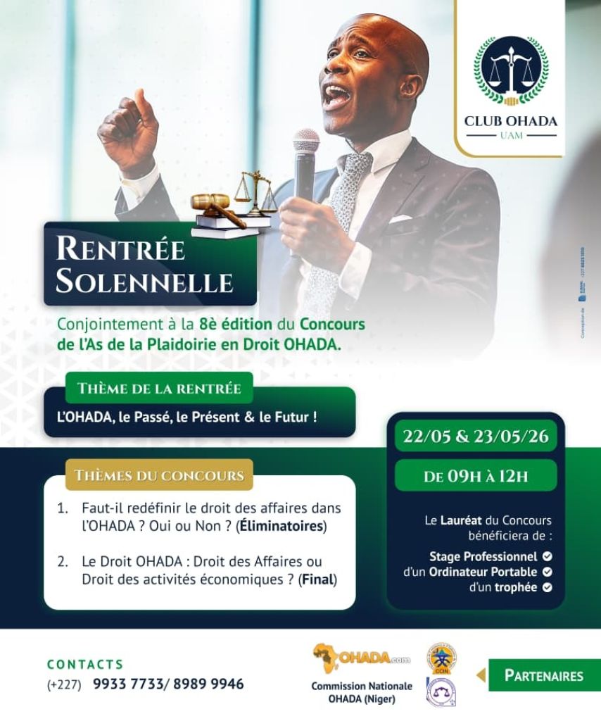 Niamey accueille le grand concours de plaidoirie OHADA et la rentrée du club UAM en mai 2026