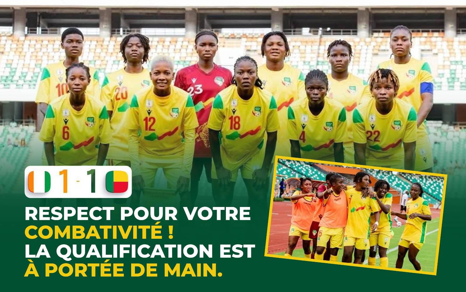 Les Amazones U20 du Bénin rentrent d&rsquo;Abidjan avec un nul en or !