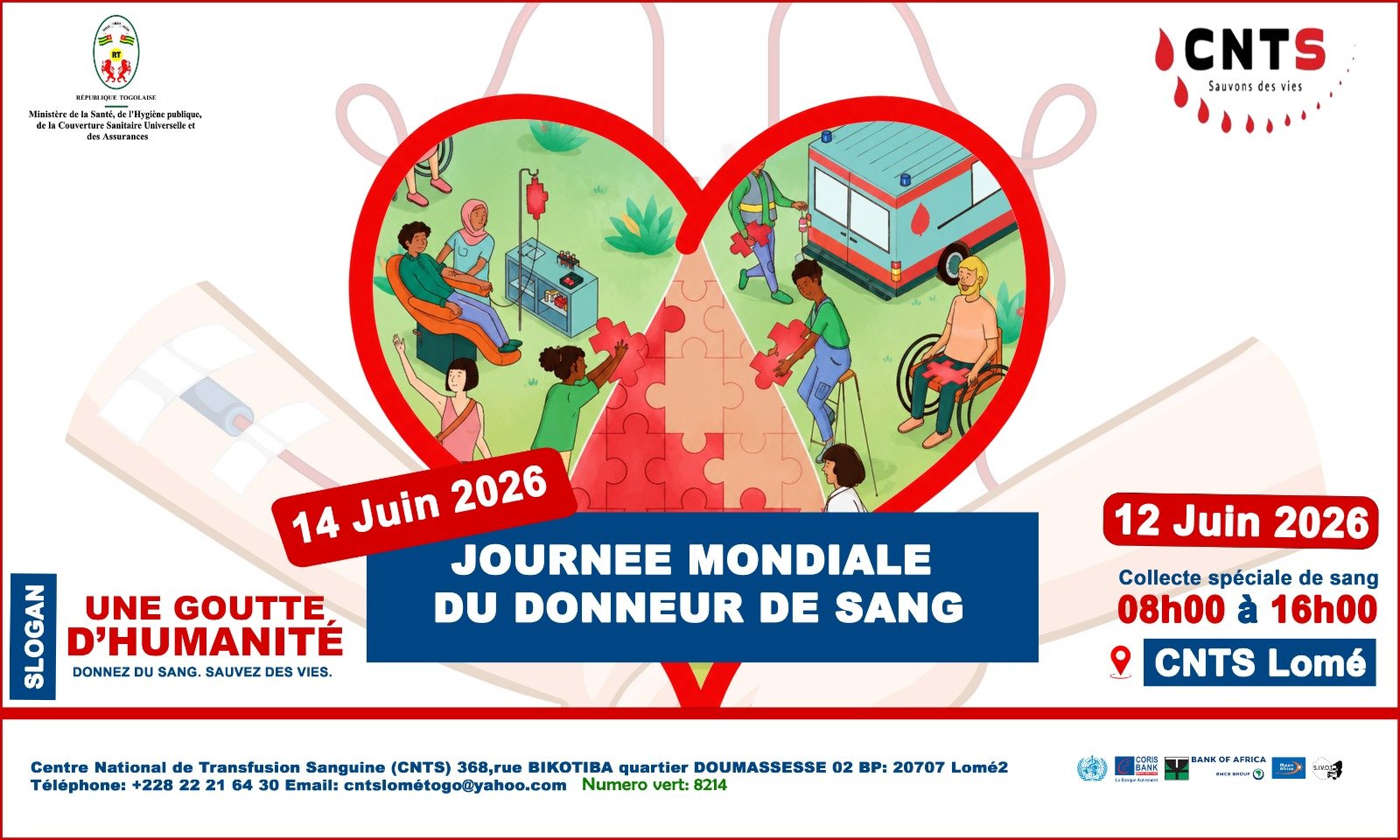 Une grande collecte de sang organisée à Lomé le 12 juin 2026
