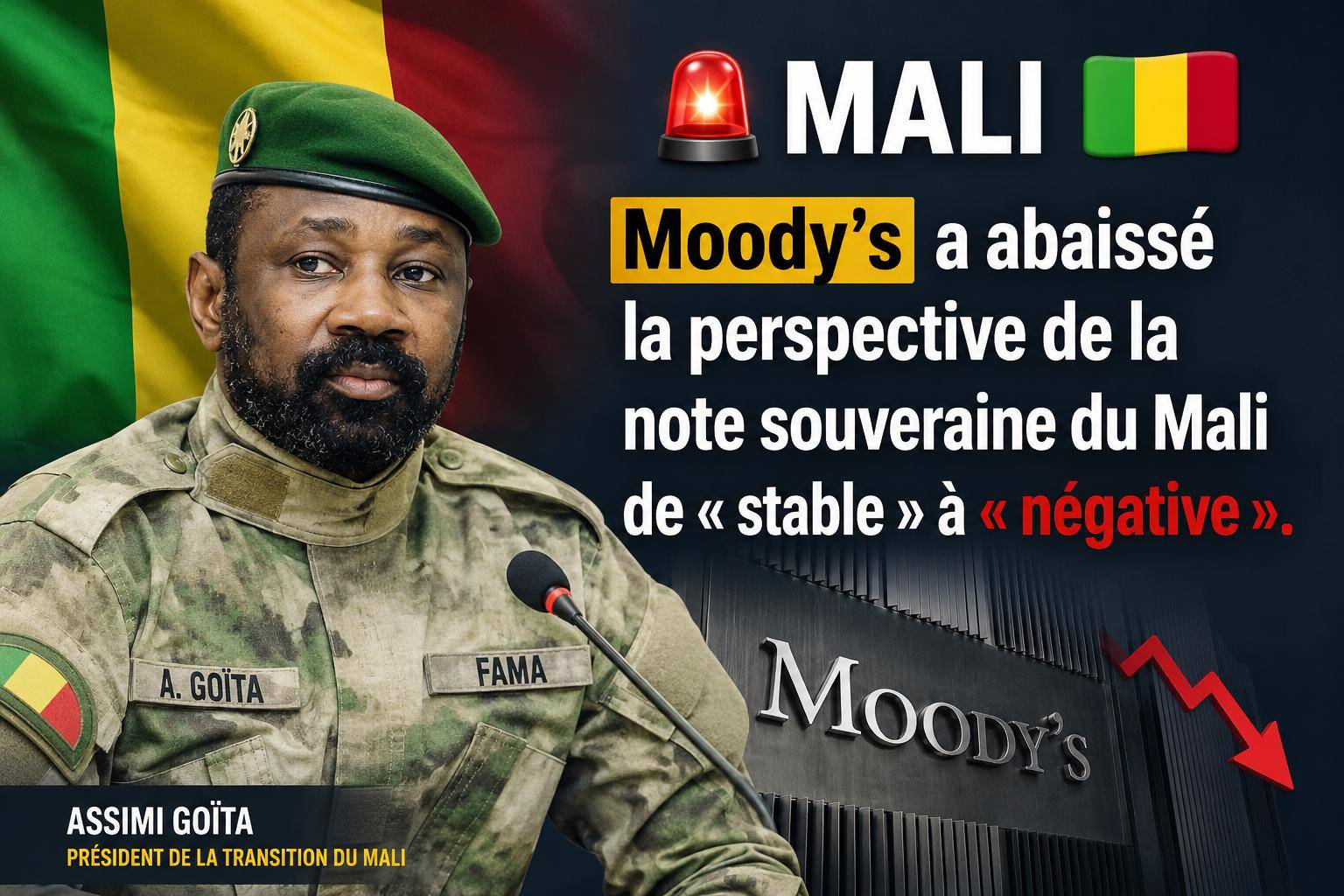 Mali : moody’s alerte sur les risques économiques et sécuritaires