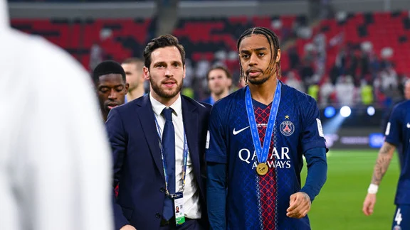 Bradley Barcola, ailier du Paris Saint-Germain, en action
