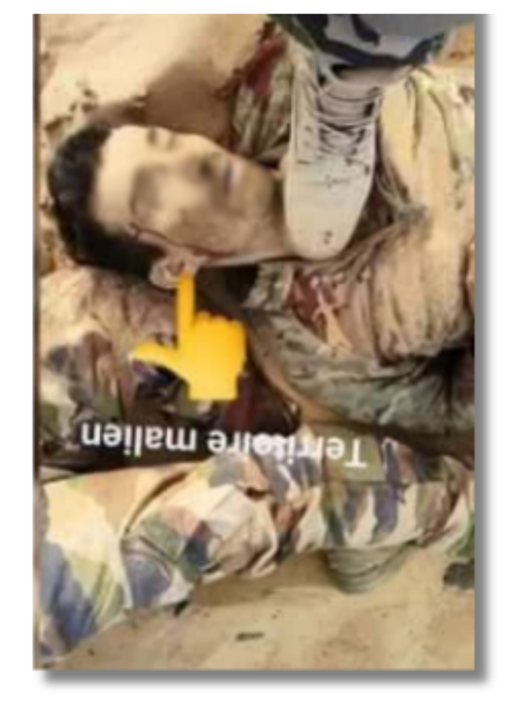 Analyse de l'image montrant un homme en tenue militaire, dont le visage a été flouté pour des raisons de confidentialité