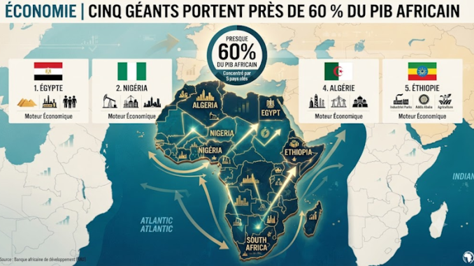 Carte montrant la répartition du PIB en Afrique