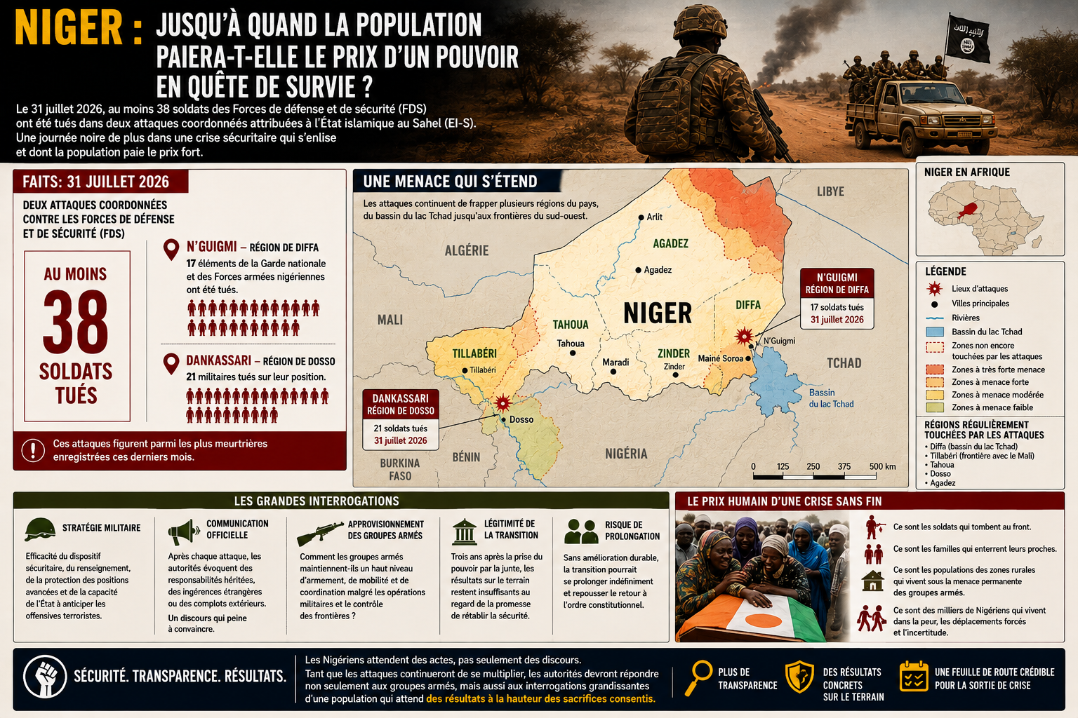 Crise au Niger : les civils et les militaires payent le prix fort du terrorisme